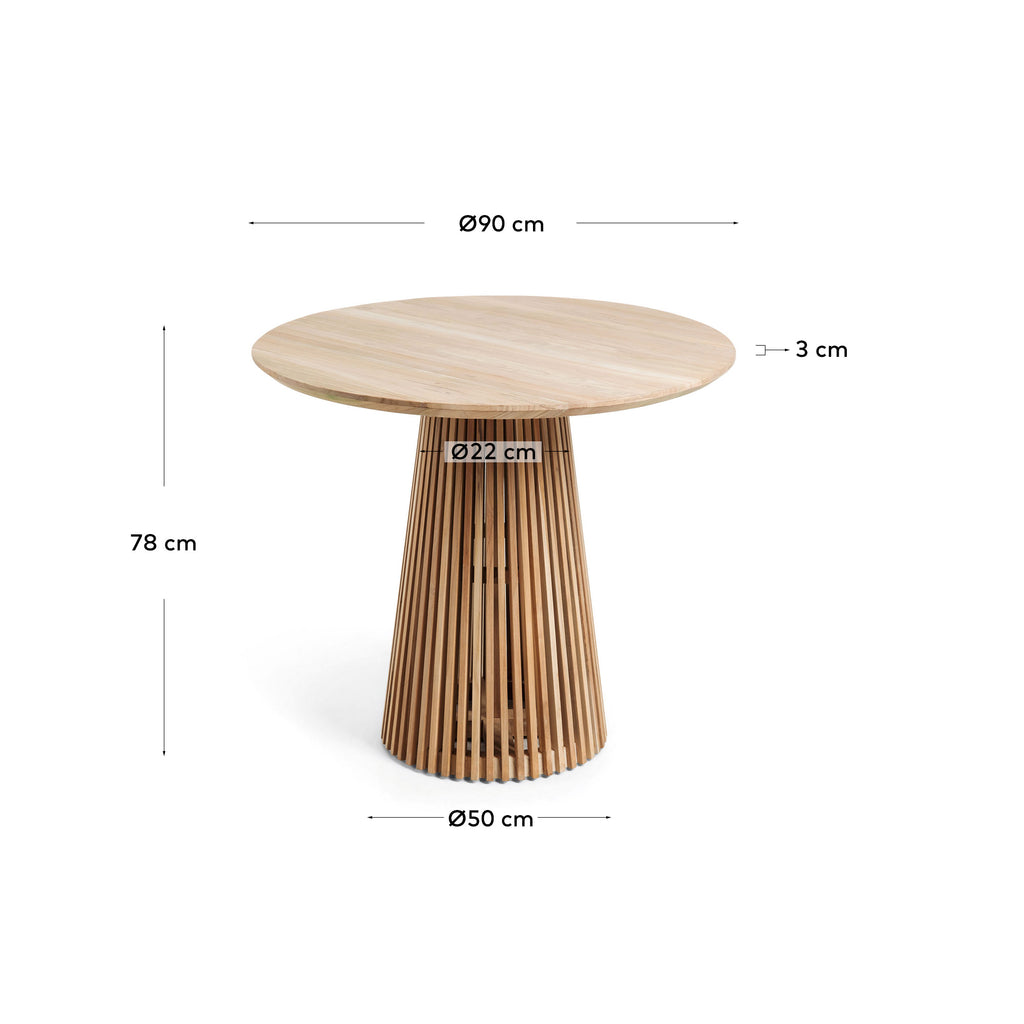 Table ronde Jeanette en teck Ø 90 cm