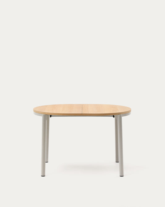 Table extensible Montuiri en placage de chêne et pieds en acier gris 120(200) x 90 cm