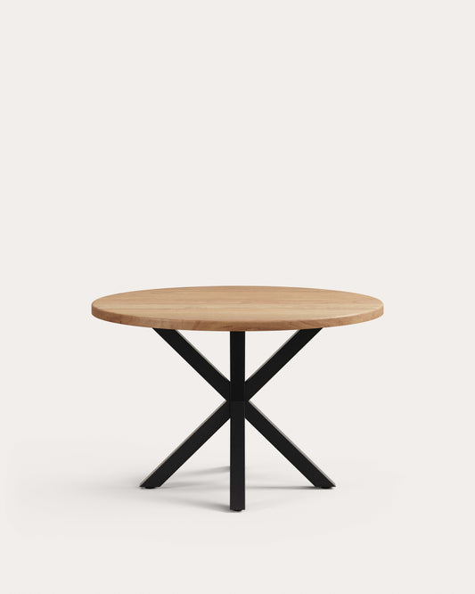 Table ronde Argo en bois d'acacia et pieds en acier finition noire  Ø 120 cm