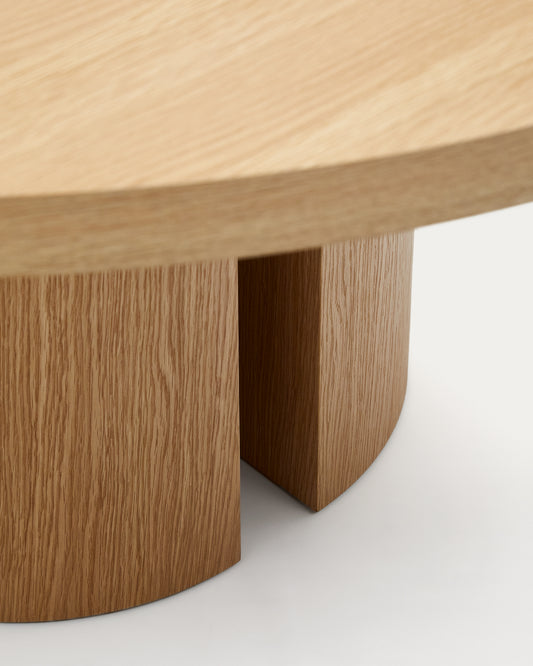 Table ronde Nealy en placage de chêne, finition naturelle Ø 150 cm