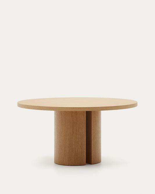 Table ronde Nealy en placage de chêne, finition naturelle Ø 150 cm