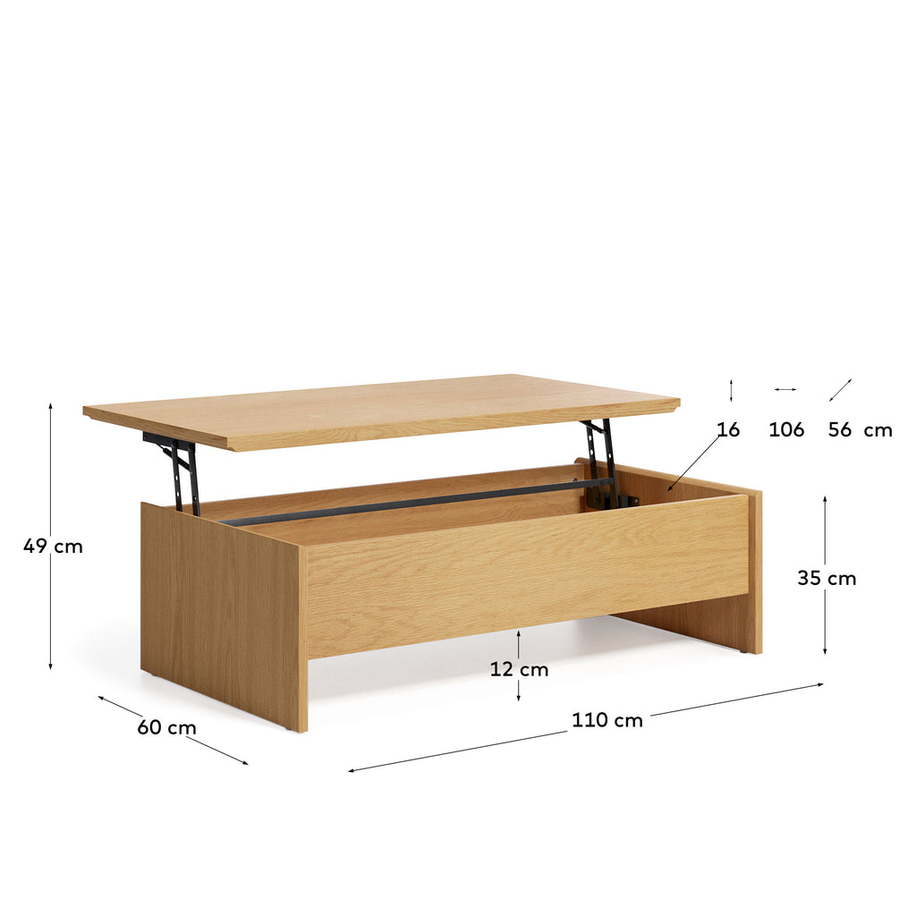 Table basse Abilen en placage de chêne 110 x 60 cm FSC 100 %