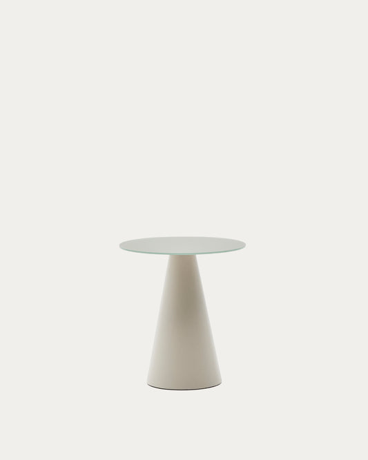 Table d'appoint Wilshire en verre trempé et métal avec finition peinture gris mat Ø 50 cm