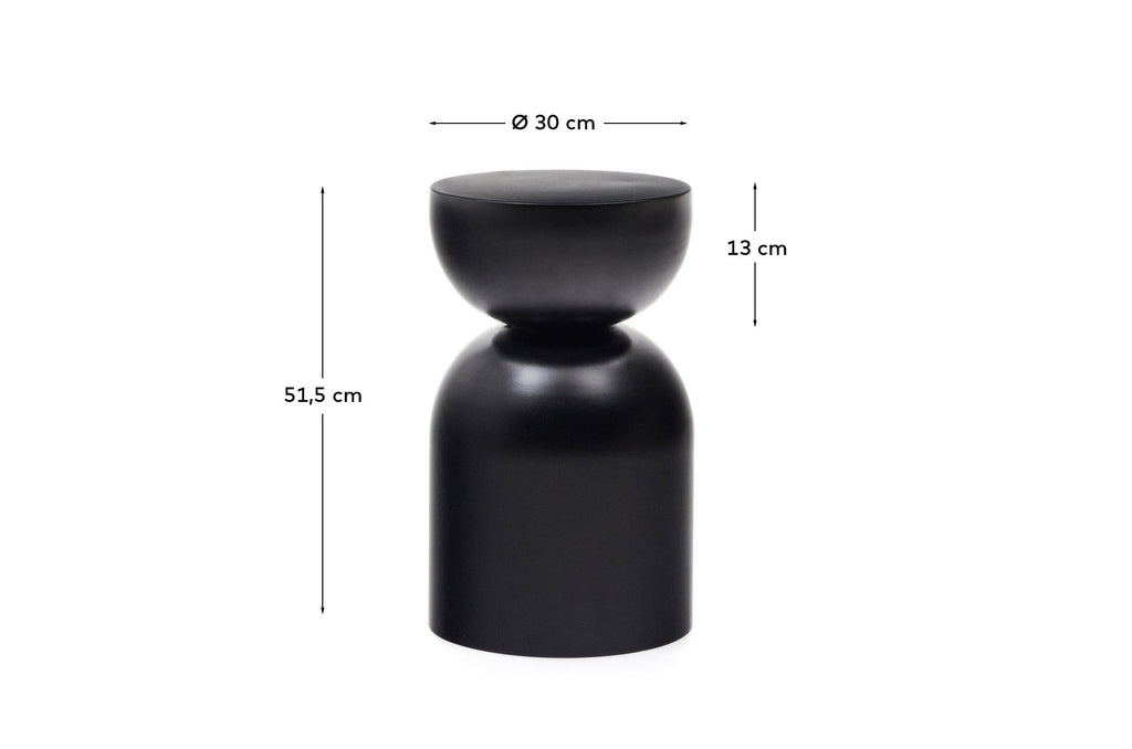 Table d'appoint Rachell en métal avec finition noire brillante Ø 30 cm