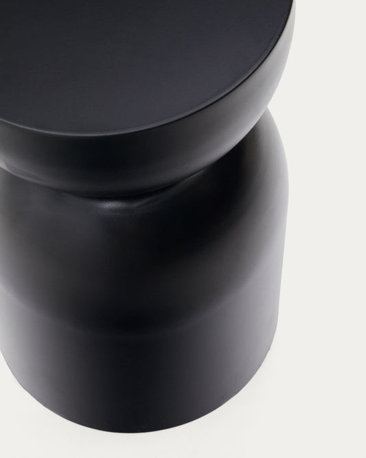 Table d'appoint Rachell en métal avec finition noire brillante Ø 30 cm