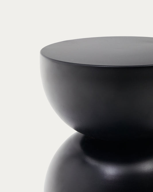 Table d'appoint Rachell en métal avec finition noire brillante Ø 30 cm