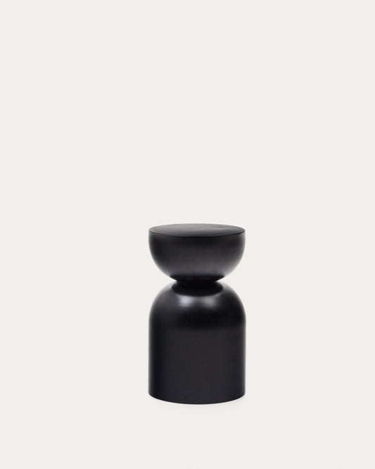 Table d'appoint Rachell en métal avec finition noire brillante Ø 30 cm