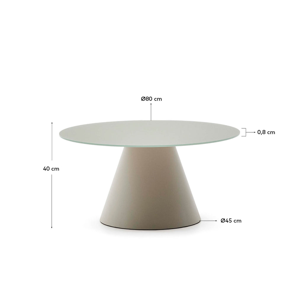 Table basse Wilshire en verre trempé et métal avec finition peinture gris mat Ø 80 cm