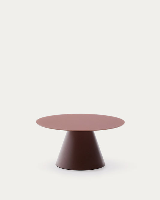 Table basse Wilshire en verre trempé dépoli et acier finition terracotta mat Ø80 cm