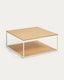 Table basse Yoana en placage de chêne et structure en métal blanc 80 x 80 cm