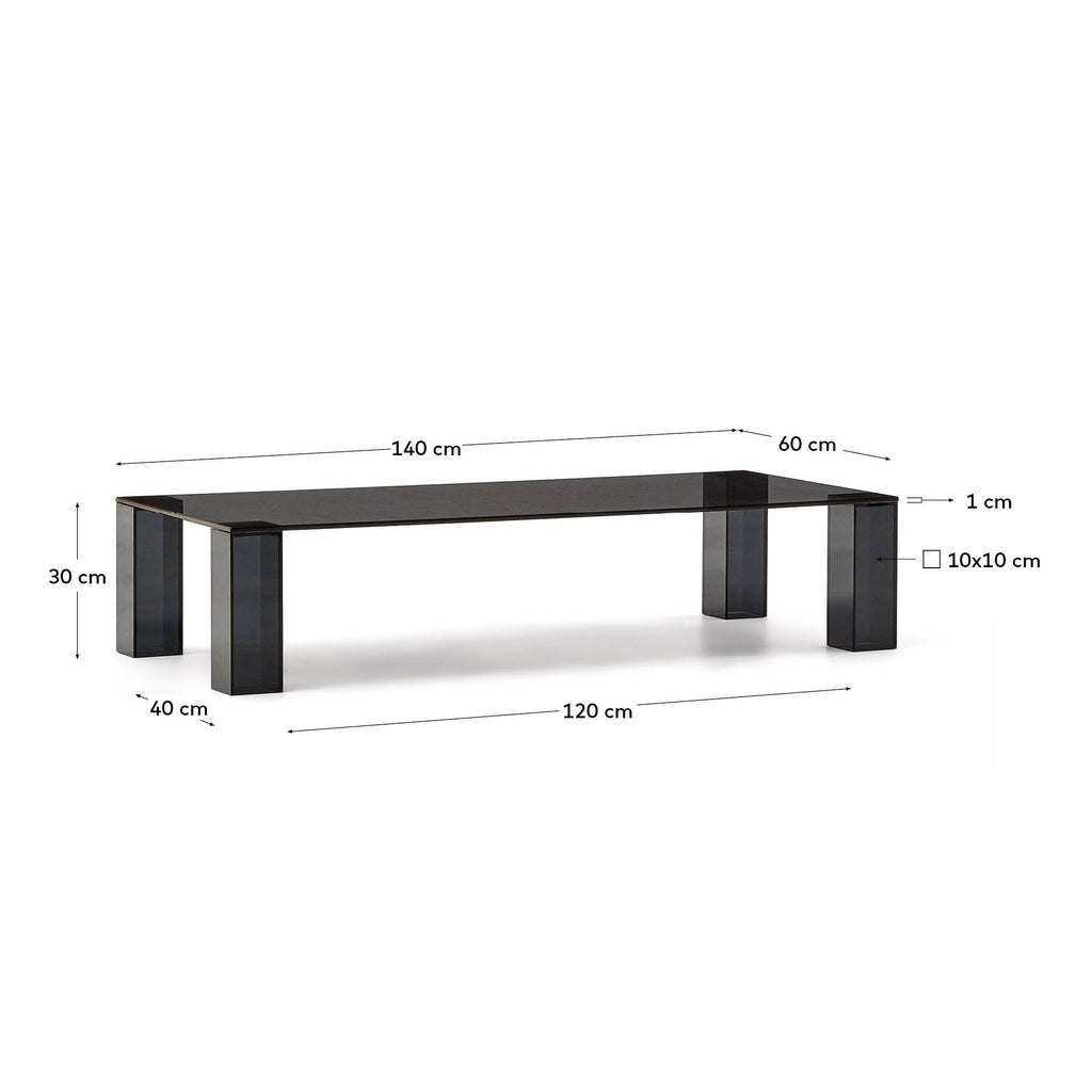 Table basse Adularia en verre trempé gris foncé 140 x 60 cm