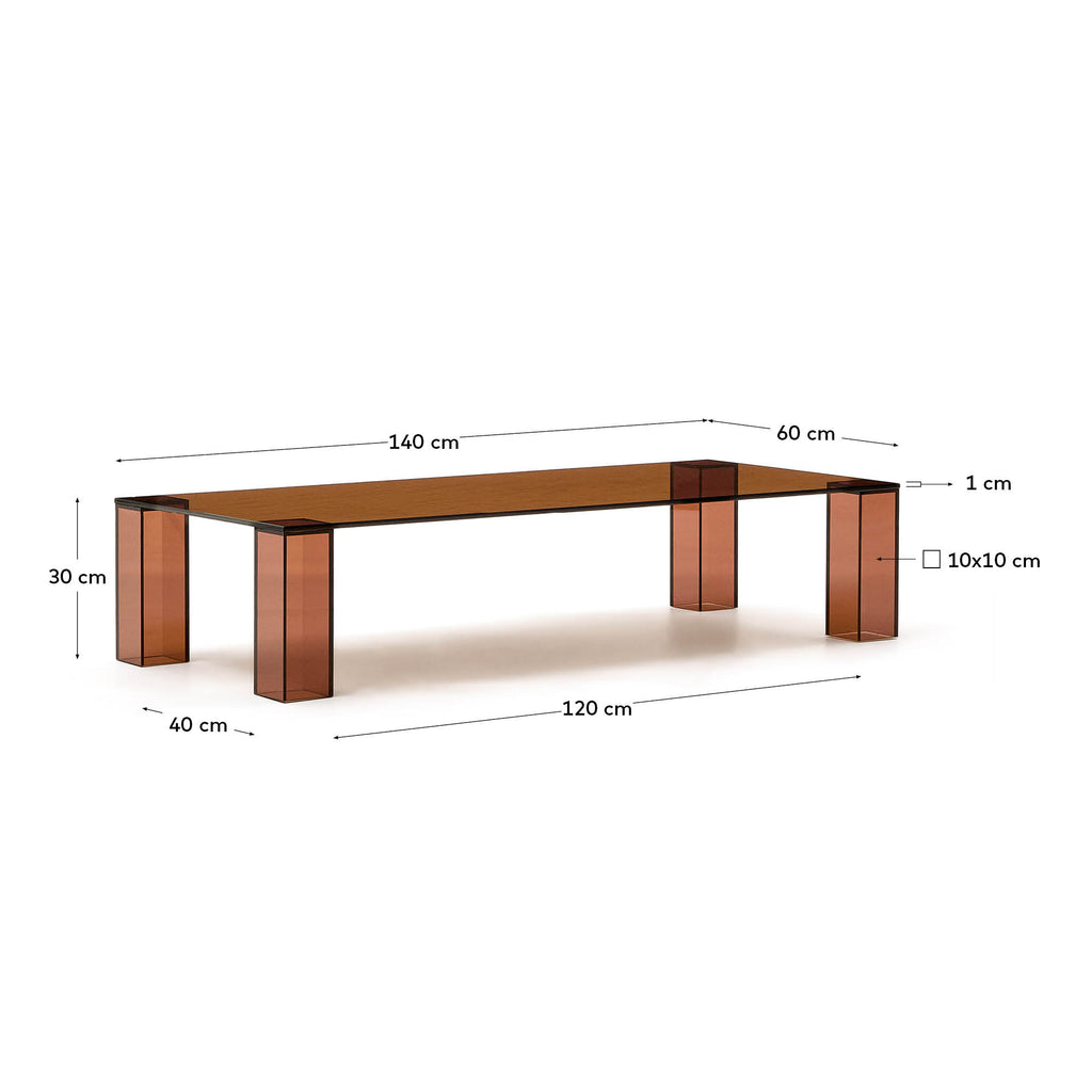 Table basse Adularia en verre trempé marron 140 x 60 cm