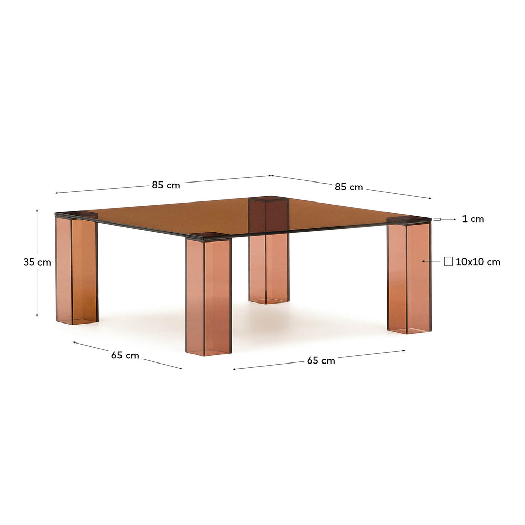 Table auxiliaire Adularia en verre trempé marron 85 x 85 cm