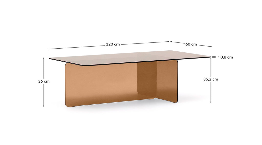 Table basse Zaren en verre trempé marron 120 x 60 cm