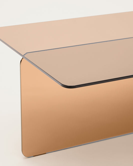 Table basse Zaren en verre trempé marron 120 x 60 cm