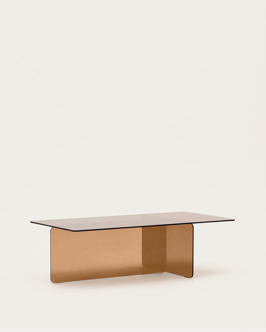 Table basse Zaren en verre trempé marron 120 x 60 cm