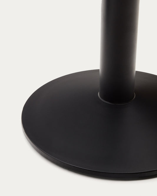 Table ronde Esilda mélamine finition noyer et pied en métal avec finition peinte noire  Ø70x70 cm