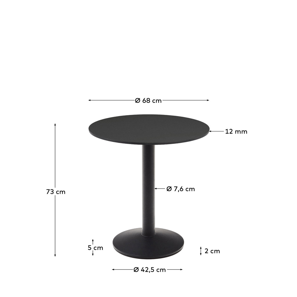 Table ronde d'extérieur Esilda noire avec pied en métal et finition peinte noire Ø 70 x 70 cm