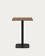 Table haute Dina mélamine finition noyer avec pied en métal et finition peinte noire 60x60x96 cm