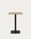 Table haute Dina mélamine finition naturelle avec pied en métal et finition peinte noire 60x60x96 cm