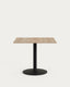 Table Esilda mélamine finition naturelle avec pied en métal et finition peinte noire  90x90x70 cm