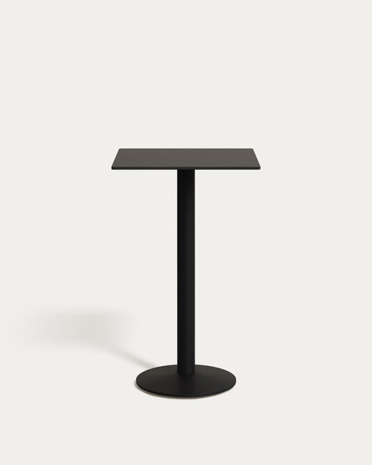 Table haute Esilda noire avec pied en métal et finition peinte noire 60 x 60 x 96 cm