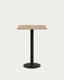 Table haute Esilda mélamine avec finition naturelle pied en métal et finition peinte noire  60x60x96cm