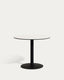 Table ronde d'extérieur  Esilda blanche avec pied en métal et finition peinte noire  Ø 90 x 70 cm