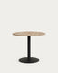 Table ronde Esilda mélamine finition naturelle pied en métal avec finition peinte noire Ø90x70cm