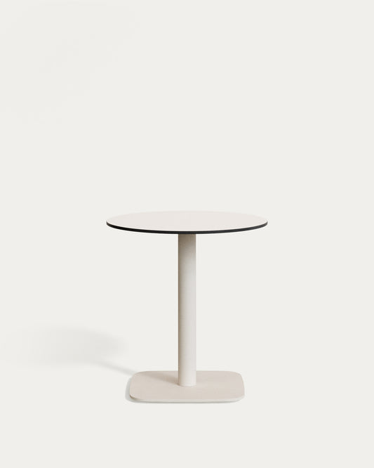 Table ronde d'extérieur  Dina blanco avec pied en métal et finition peinte blanche Ø 68x70cm