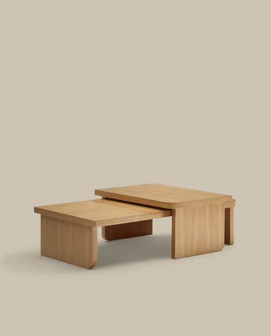 Lot Oaq de 2 tables basses en placage de chêne finition naturelle FSC Mix Credit