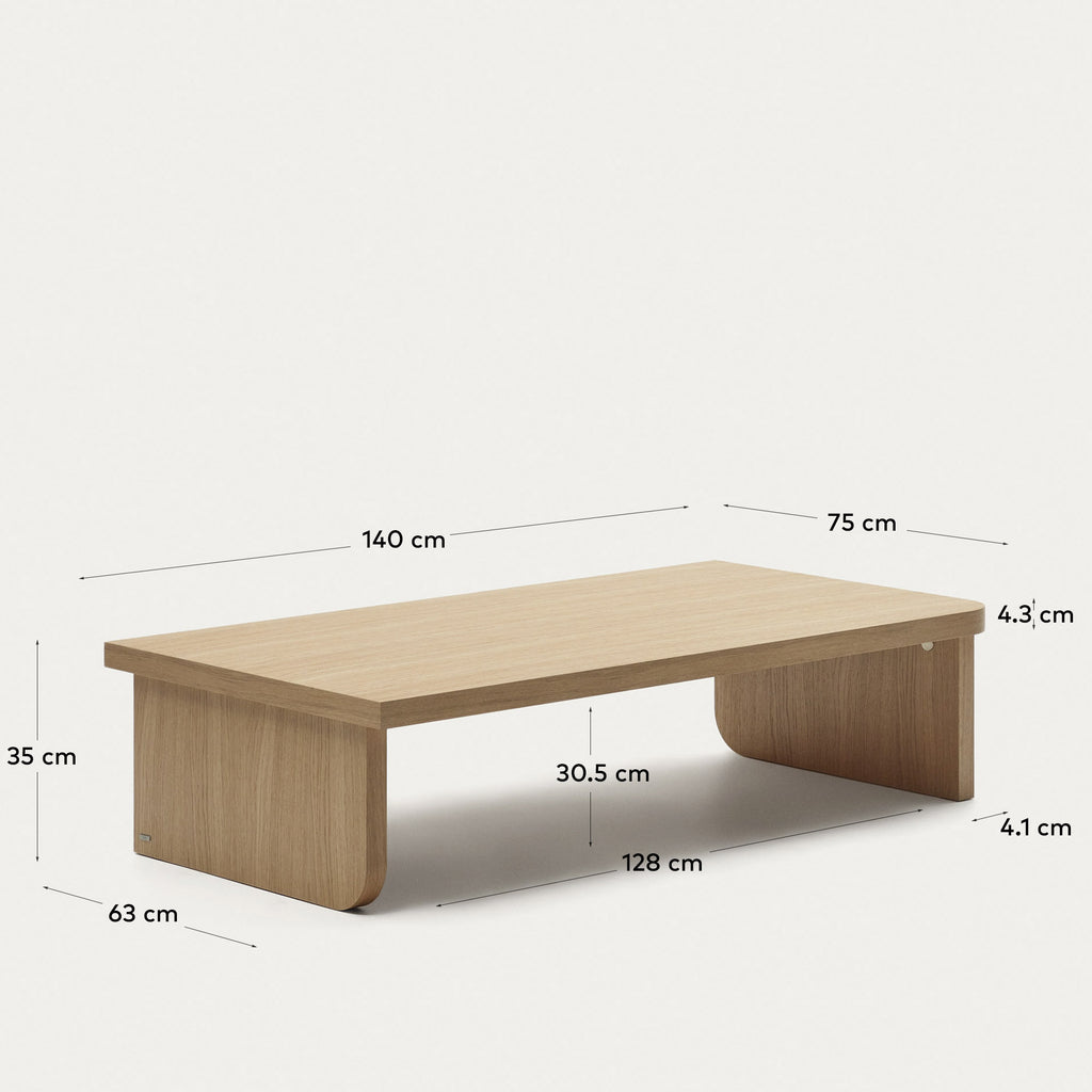 Table basse Oaq en placage de chêne finition naturelle 140 x 75 cm FSC Mix Credit