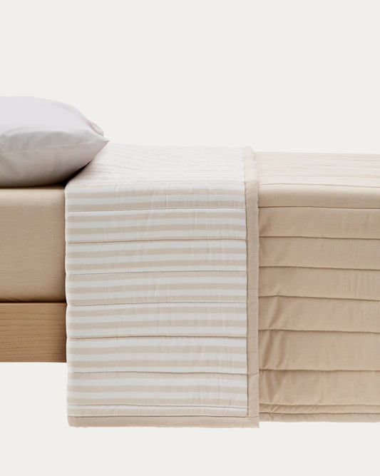 Couvre-lit Sini 100 % coton bio beige pour lit de 90 cm