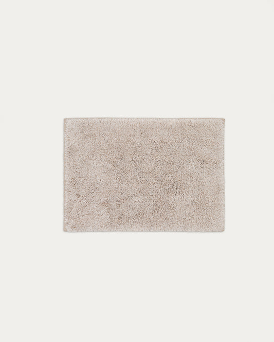 Tapis de salle de bain Coper en coton beige 50 x 70 cm