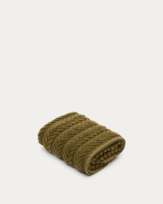 Serviette de toilette Rune 100 % coton jacquard vert 50 x 90 cm