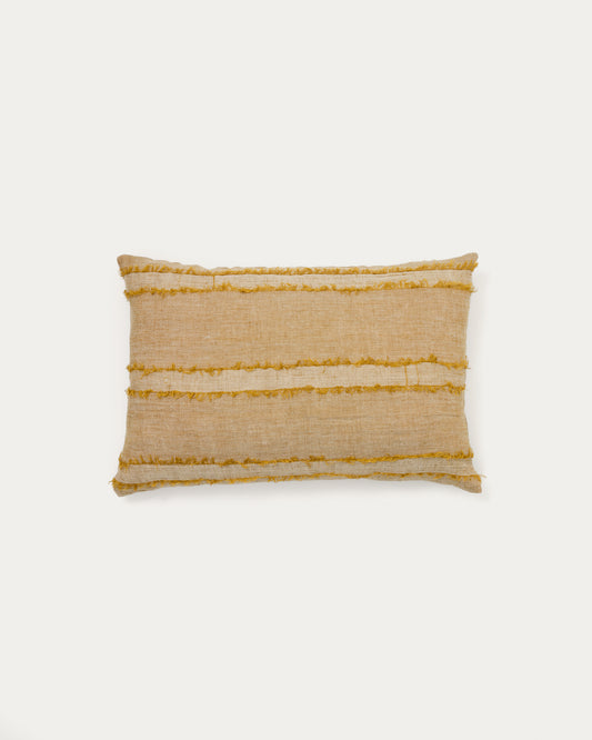 Housse de coussin Neris 100 % lin moutarde 40 x 60 cm