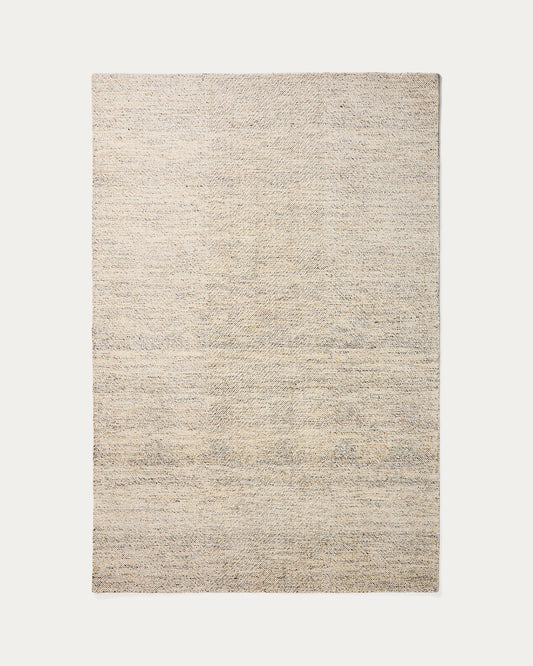 Tapis Lenuo en laine et coton jacquard écru 160 x 230 cm