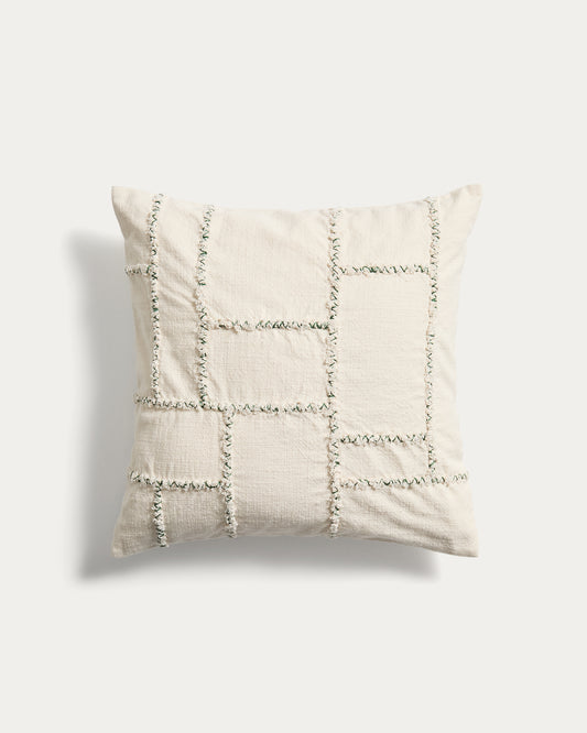 Housse de coussin Verion avec motif géométrique brodé vert 45 x 45 cm