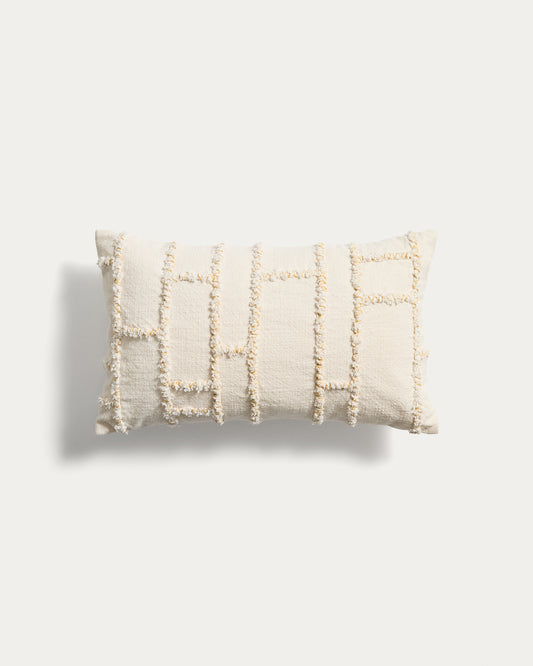 Housse de coussin Verion avec motif géométrique brodé jaune 30 x 50 cm