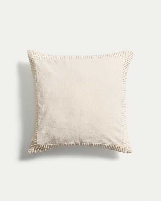 Housse de coussin Luadia en coton avec détail plissé écru 50 x 50 cm
