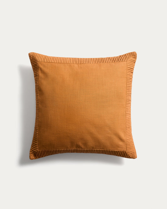 Housse de coussin Luadia en coton avec détail plissé orange 50 x 50 cm