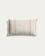 Housse de coussin Lidore en lin beige à rayures contrastées rouges 30 x 50 cm