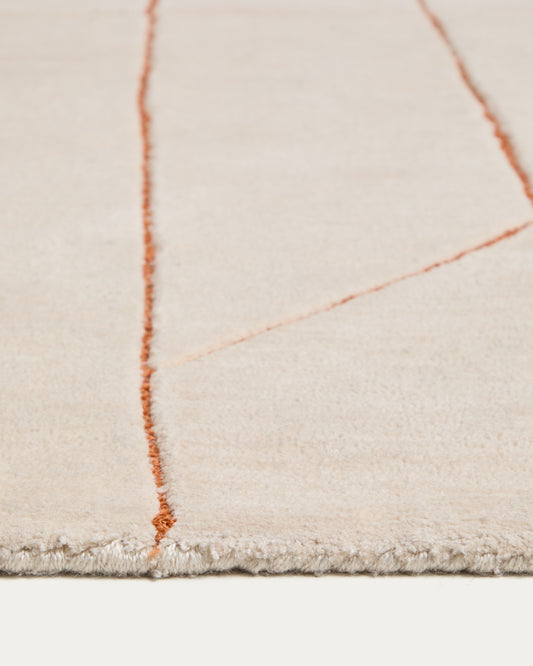 Tapis Delide en fibres synthétiques écru avec motif géométrique orange 160 x 230 cm