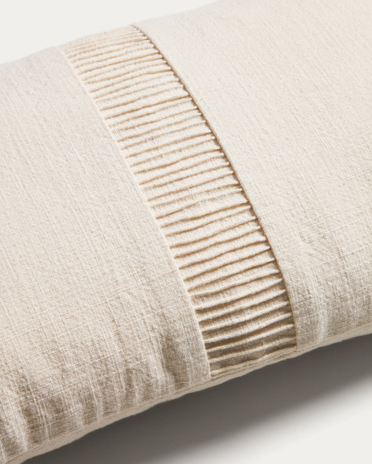 Housse de coussin Luadia en coton avec détail plissé écru 30 x 50 cm