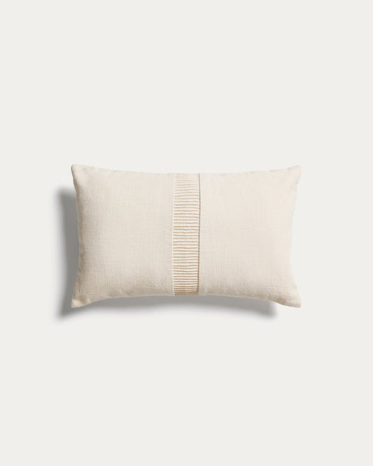 Housse de coussin Luadia en coton avec détail plissé écru 30 x 50 cm