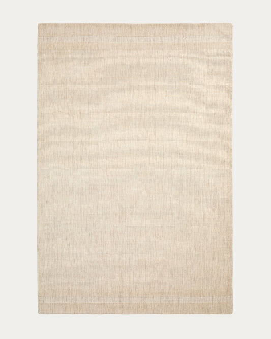 Tapis Dalena en laine jacquard à rayures beiges 300 x 200 cm