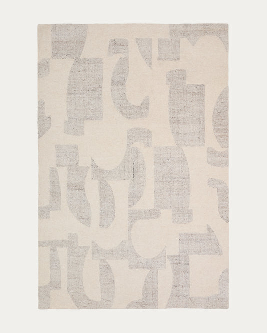Tapis Norela en laine mélangée à motif jacquard gris 300 x 200 cm