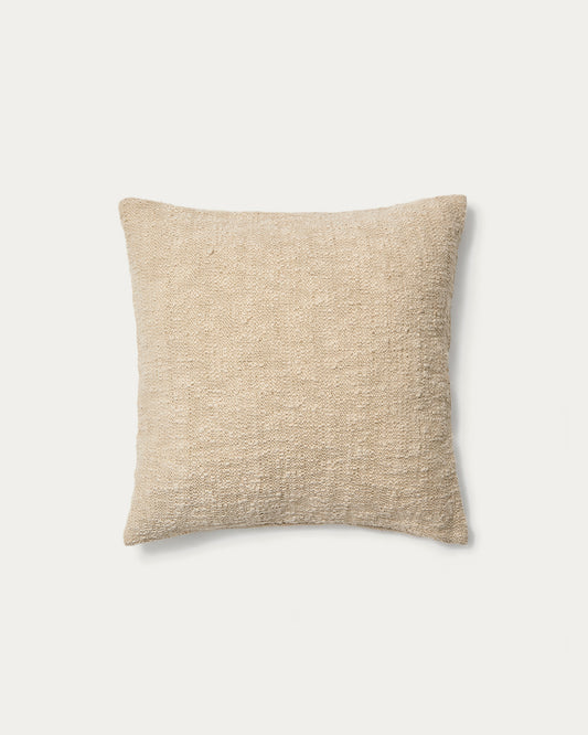 Housse de coussin Mevia en mélange de lin beige 50 x 50 cm