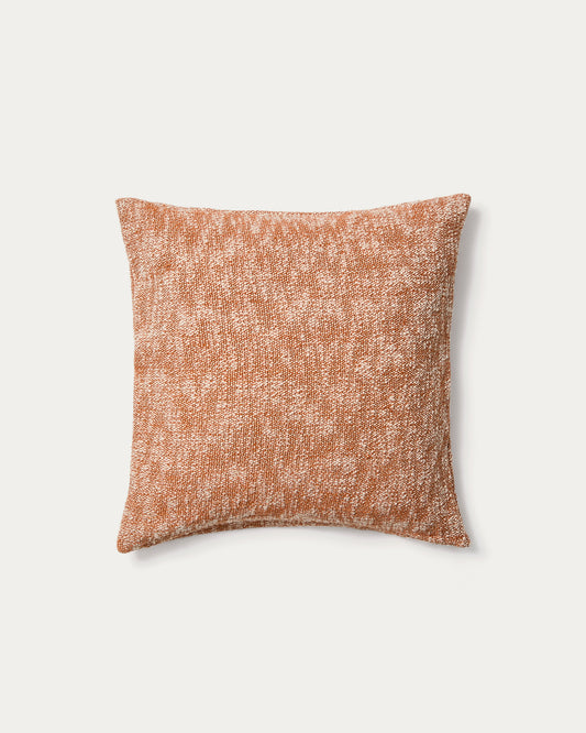 Housse de coussin Mevia en mélange de lin beige et orange 50 x 50 cm