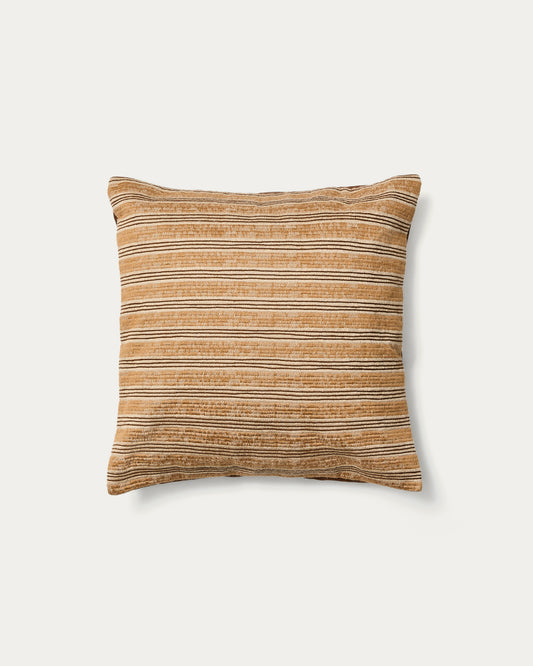 Housse de coussin Tavina 100 % coton brodé marron 50 x 50 cm
